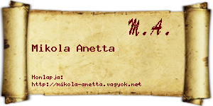 Mikola Anetta névjegykártya